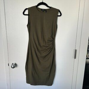 Theory - Green, Sleeveless, Sheath Dress In Stretch Cotton-Modal - Size M